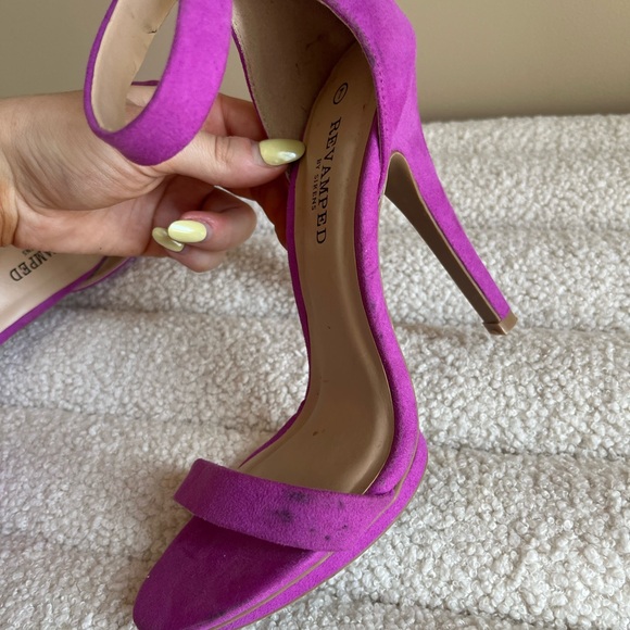 Fuchsia Suede Heels - Picture 2 of 5